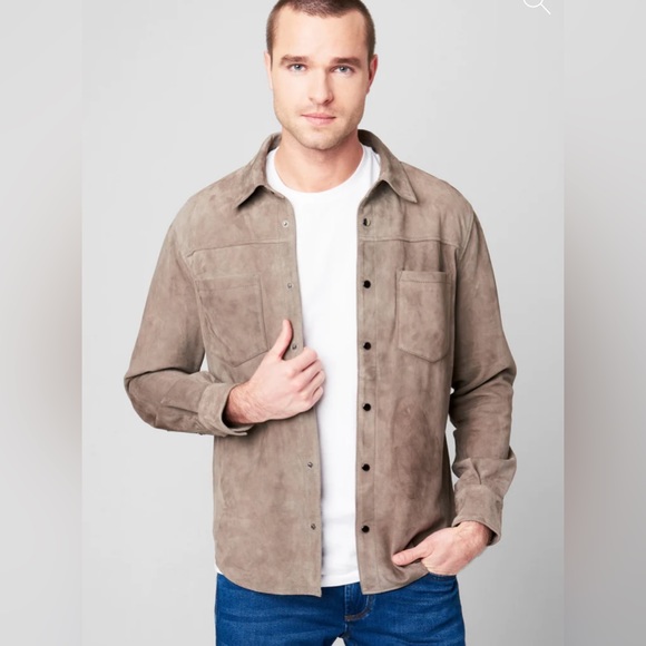 Blank NYC Other - BlankNYC Men's Goat Skin Leather Shirt Jacket Real Suede 100% SZ Large Shacket